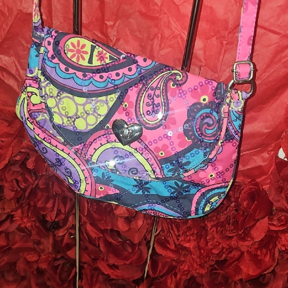 Justice NWOT Colorful Paisley Girls Sequin Detail Crossbody Bag
